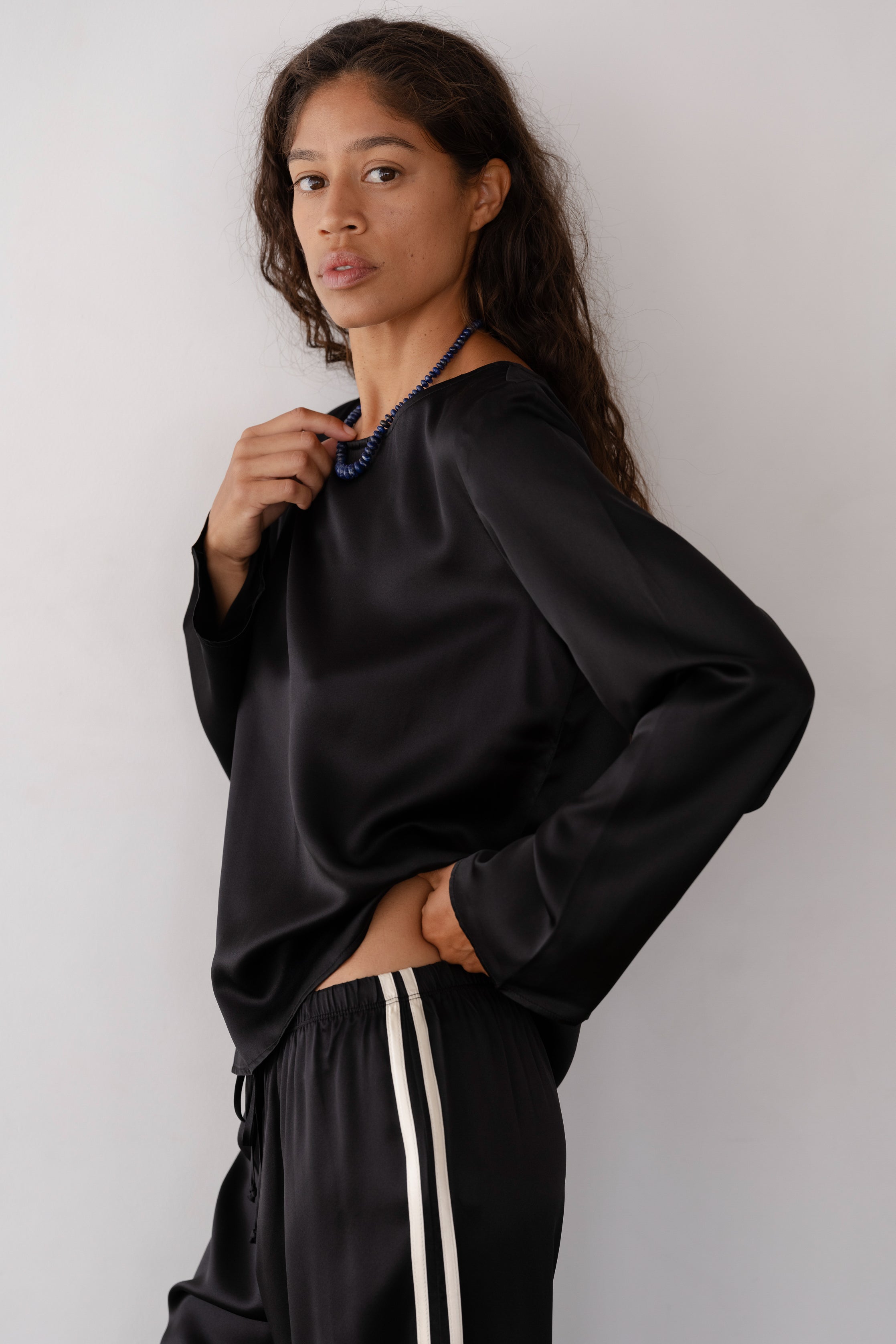 DONNI The Silk Stripe Crop Pant - Jet