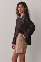 DONNI Espresso Linen Loop Shirt - Espresso