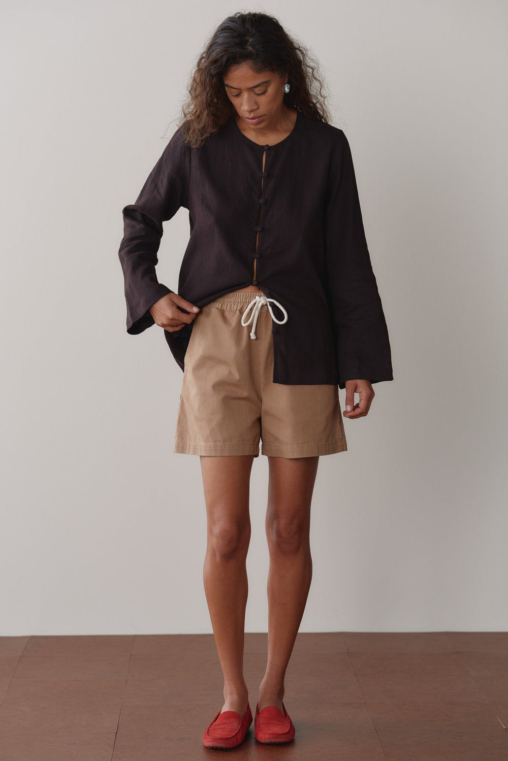 DONNI Espresso Linen Loop Shirt - Espresso