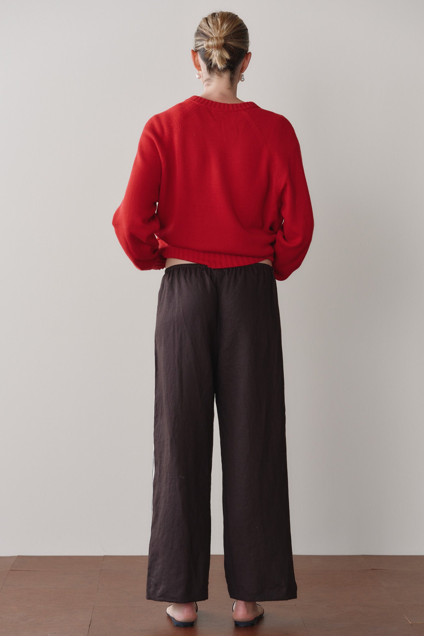 DONNI Espresso Linen Crop Stripe Pant - Espresso