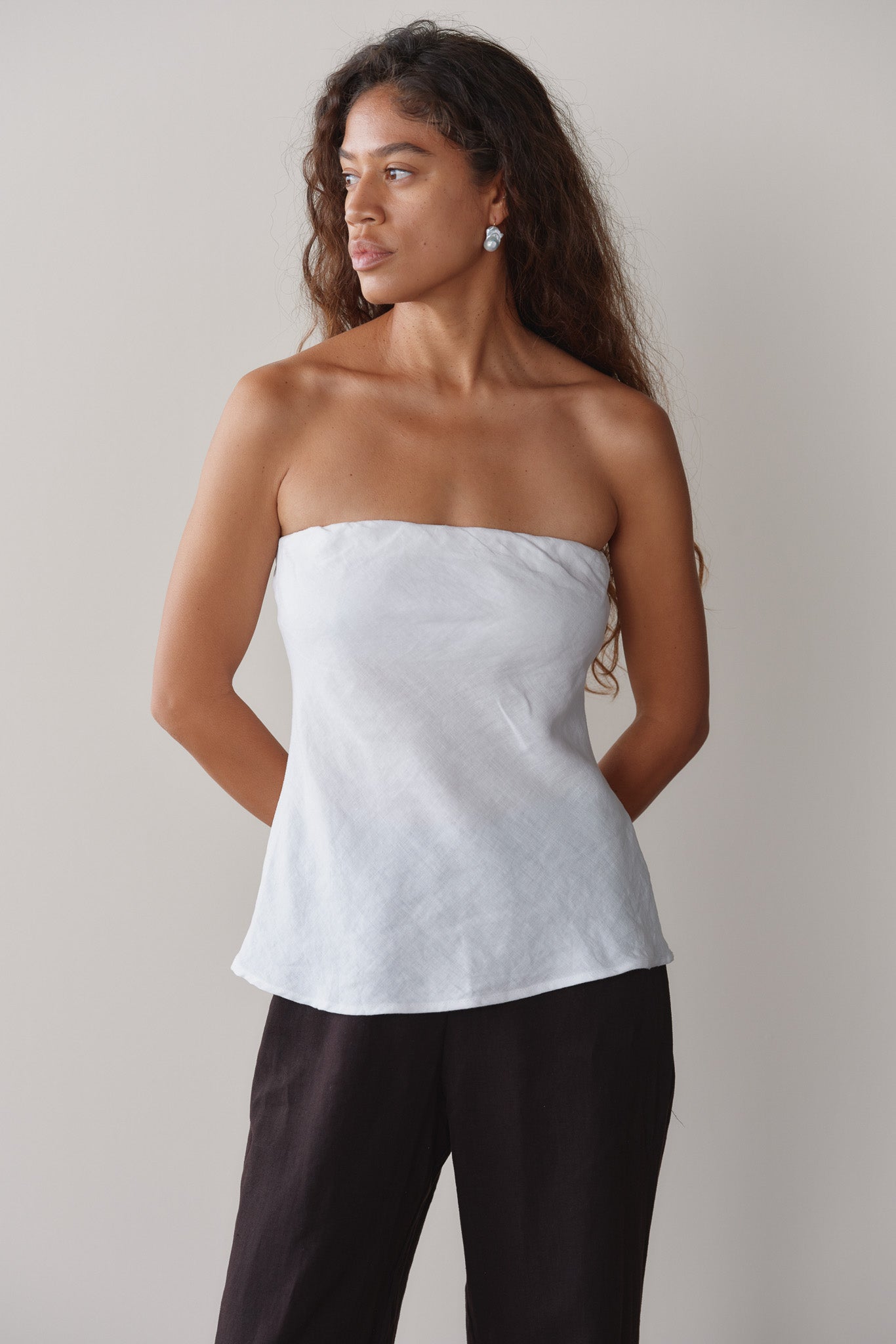 DONNI Powder Linen Tube Top - Powder