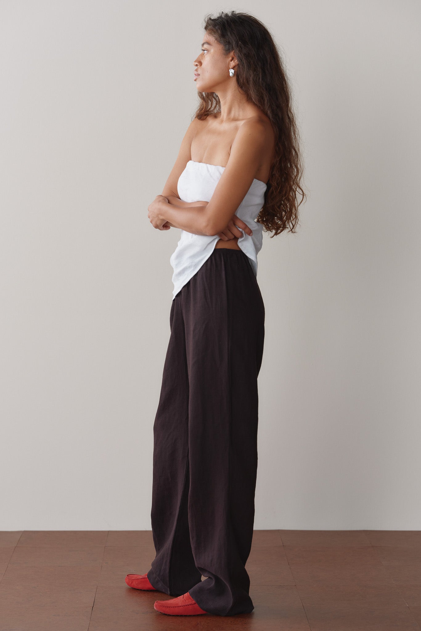 DONNI Espresso Linen Simple Pant - Espresso
