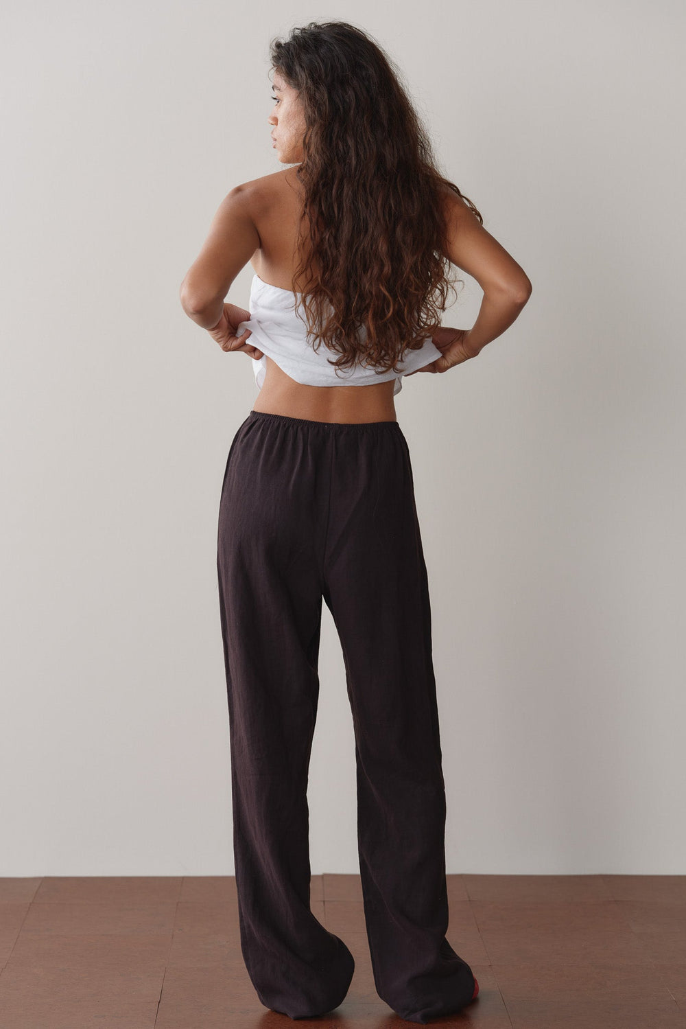 DONNI Espresso Linen Simple Pant - Espresso