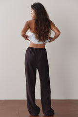 DONNI Espresso Linen Simple Pant - Espresso