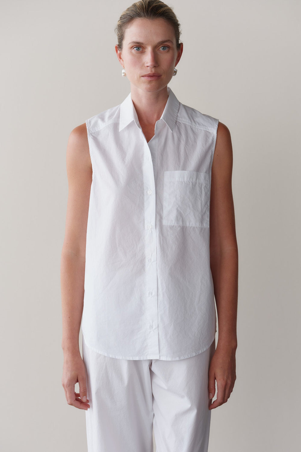 DONNI The Pop Sleeveless Shirt - Powder