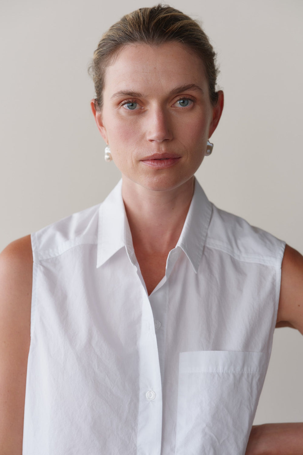 DONNI The Pop Sleeveless Shirt - Powder