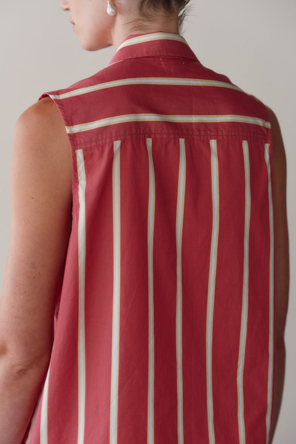 DONNI The Pop Sleeveless Shirt - Raspberry-Stripe