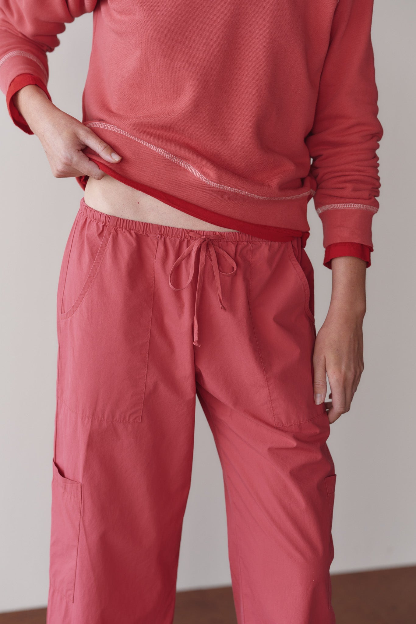 DONNI The Pop Drawstring Cargo Pant - Raspberry