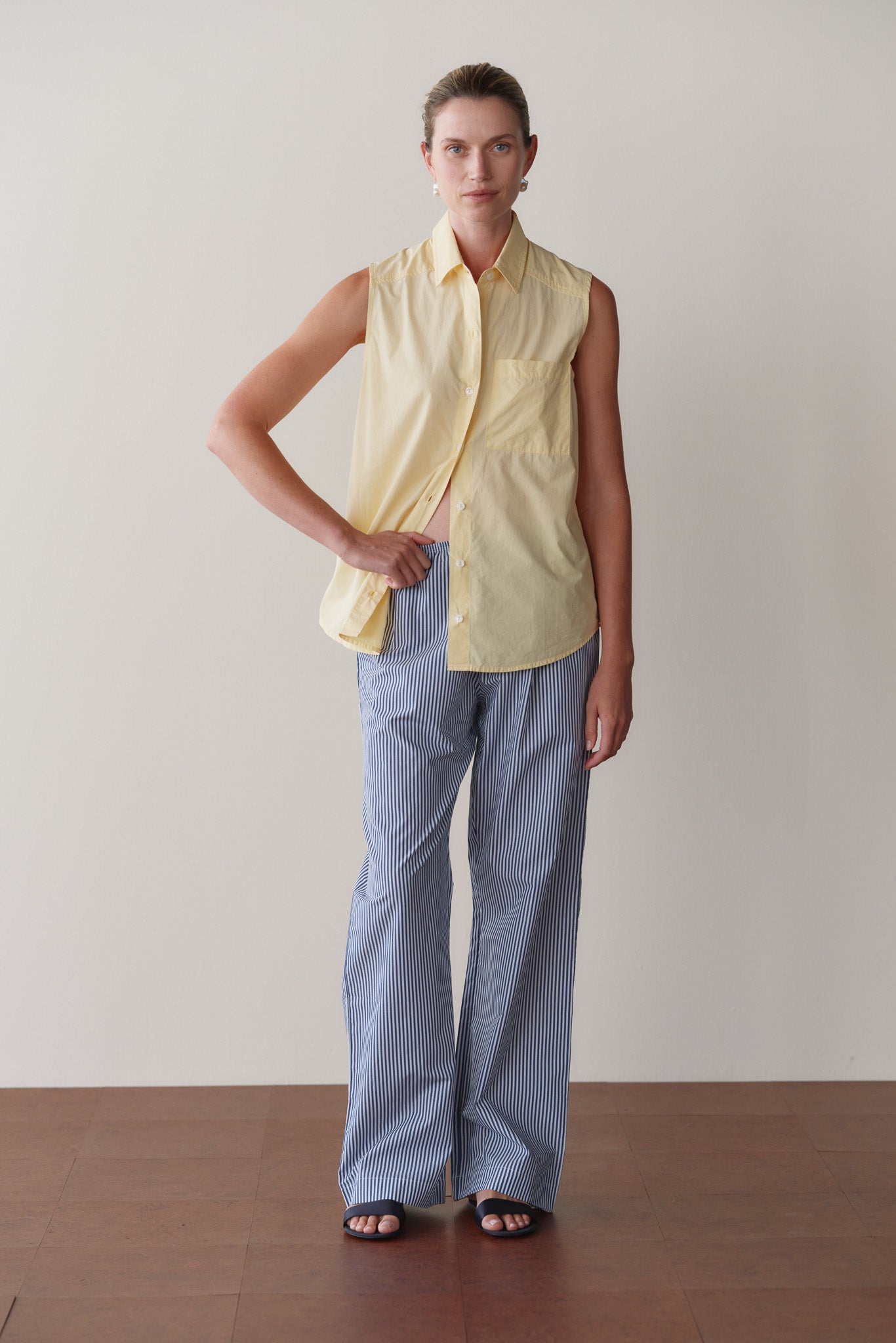 DONNI The Pop Simple Pant - Navy-Stripe