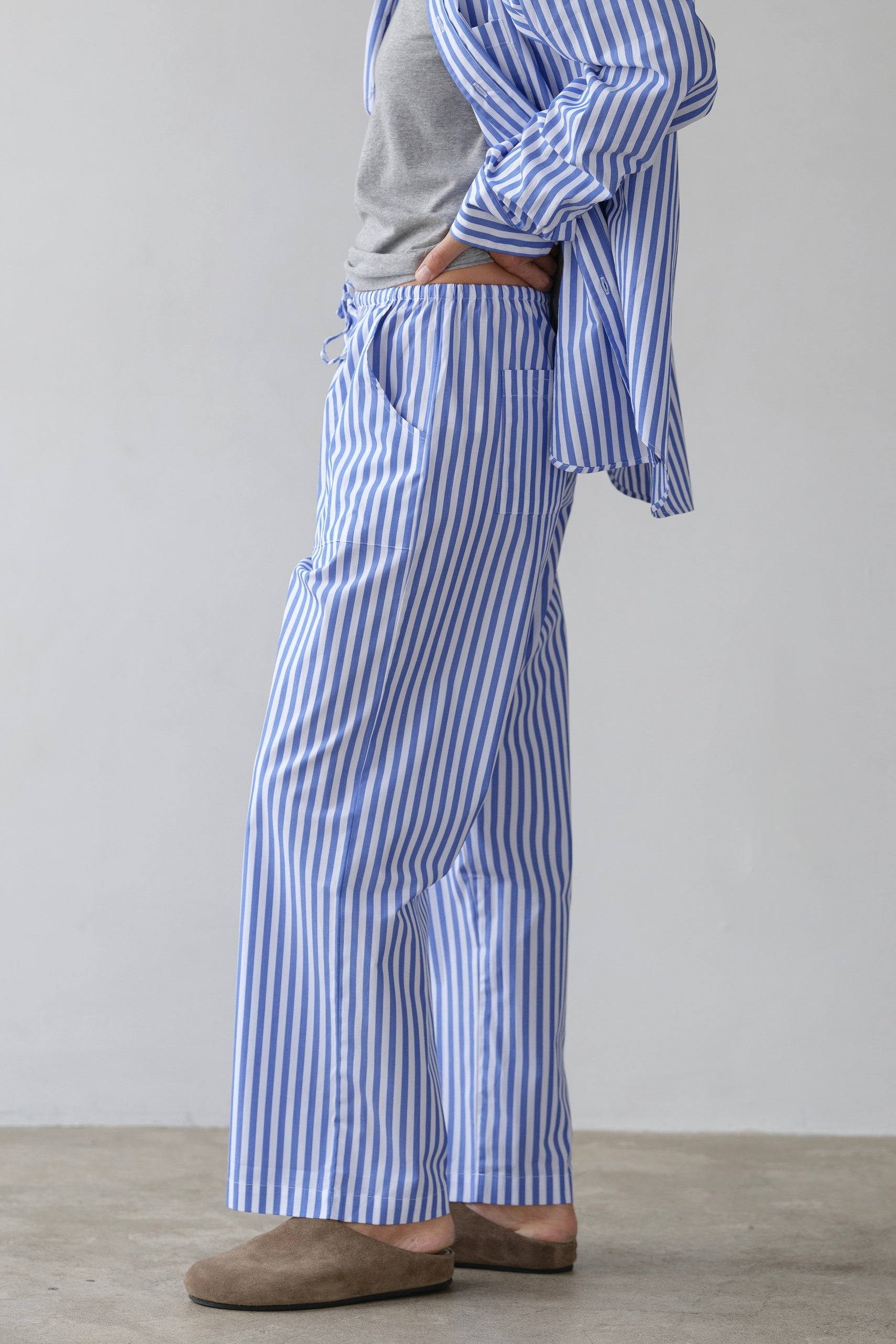 DONNI The Pop Stripe Drawstring Pant - Azure