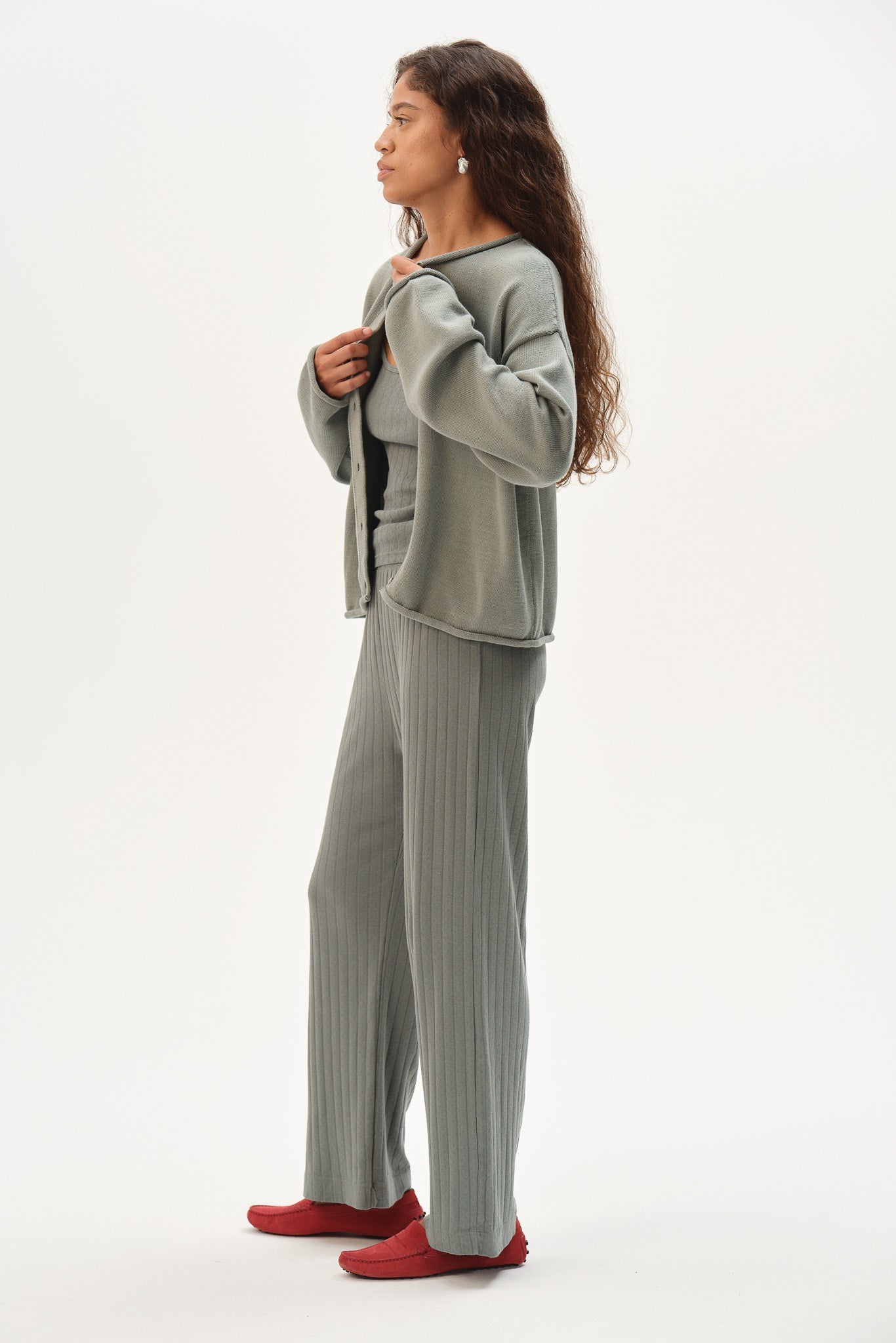 DONNI The Pointelle Simple Crop Pant - Sage