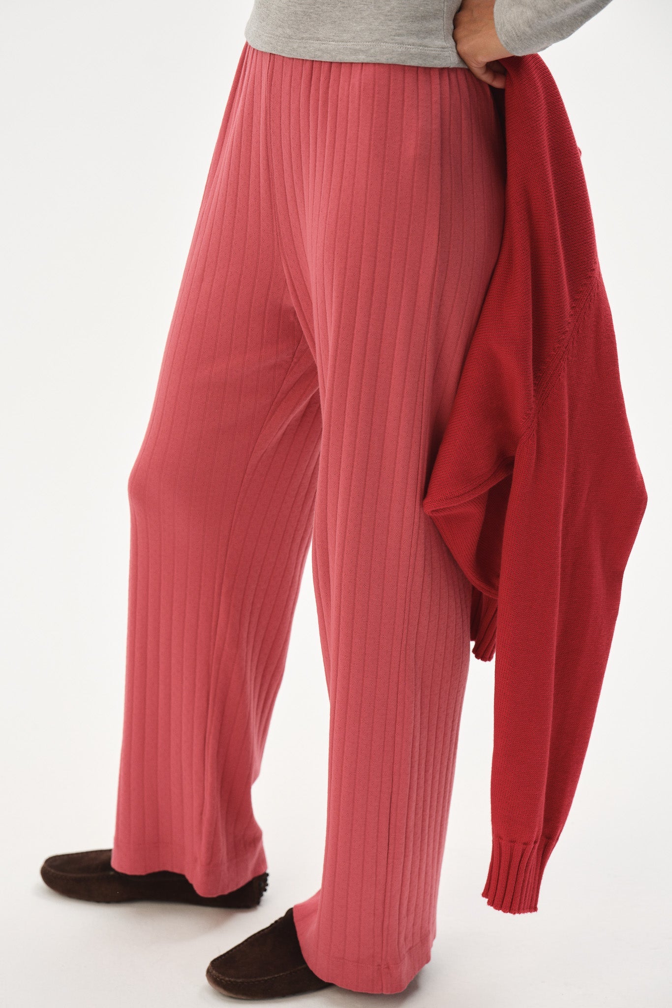 DONNI The Pointelle Simple Crop Pant - Raspberry