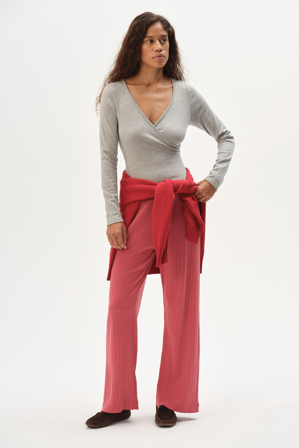 DONNI The Pointelle Simple Crop Pant - Raspberry