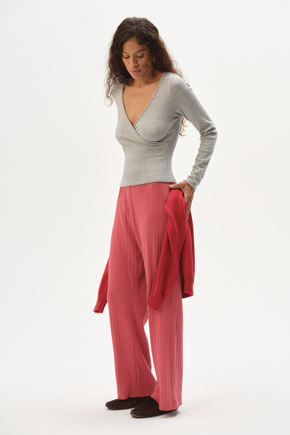 DONNI The Pointelle Simple Crop Pant - Raspberry
