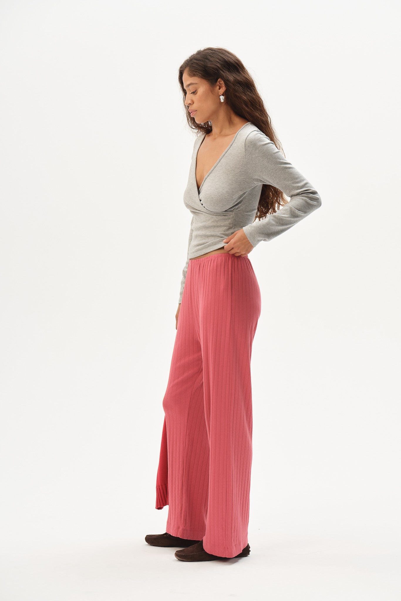 DONNI The Pointelle Simple Crop Pant - Raspberry