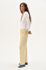 DONNI The Pointelle Simple Crop Pant - Butter