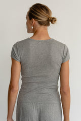 DONNI The Pointelle Baby Tee - Heather Grey