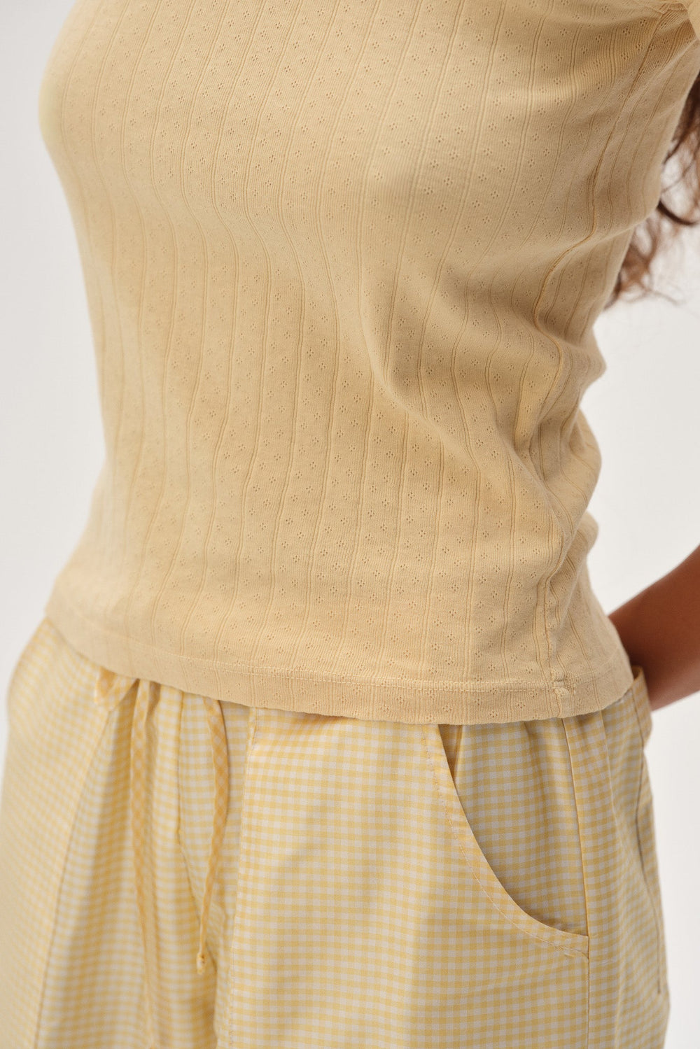 DONNI The Pointelle Baby Tee Butter - Butter