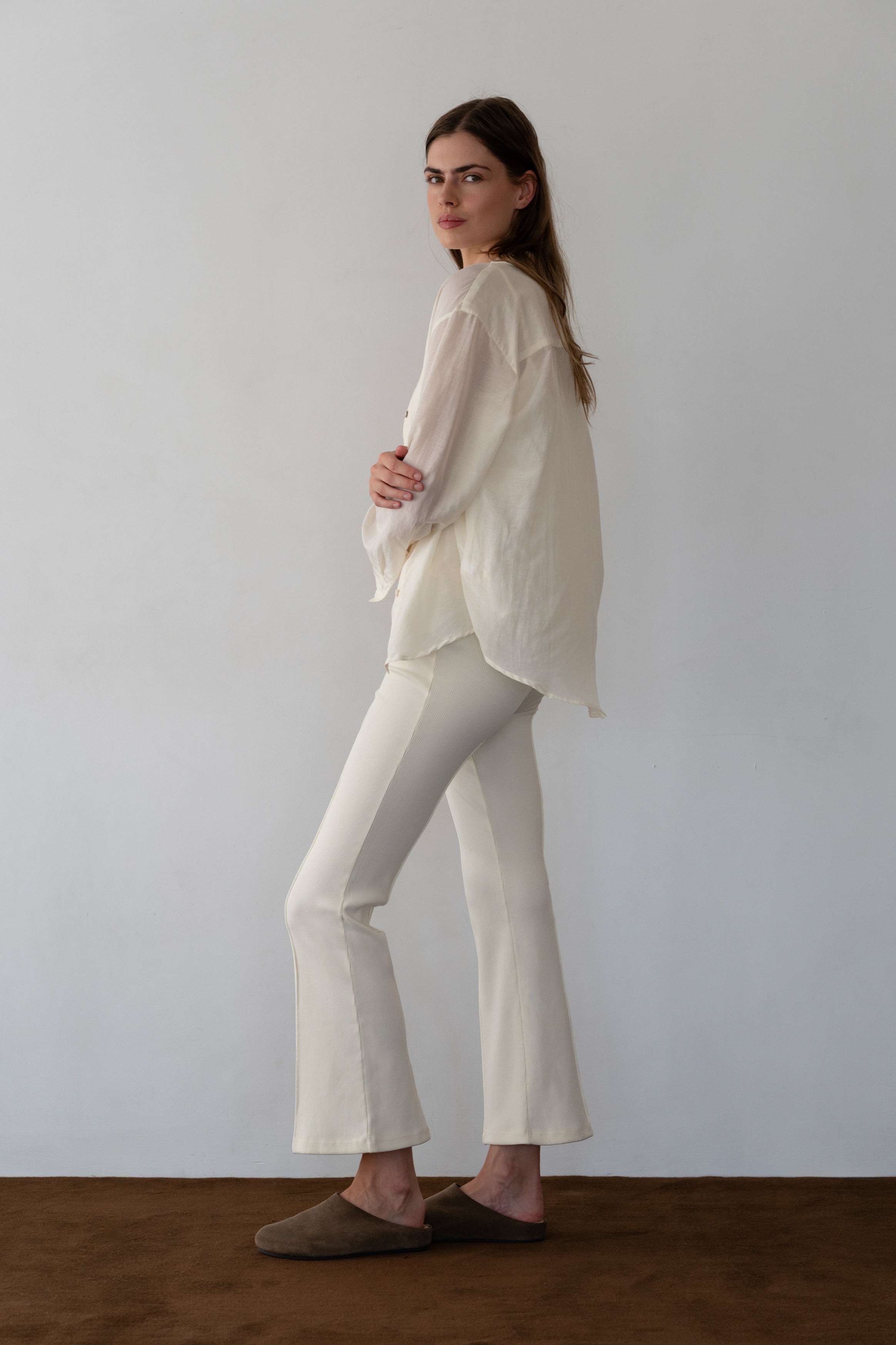 DONNI Creme Rib Kick Flare - Creme