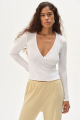 DONNI The Baby Rib Criss Cross Long Sleeve - Powder