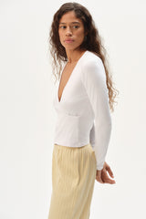 DONNI The Baby Rib Criss Cross Long Sleeve - Powder