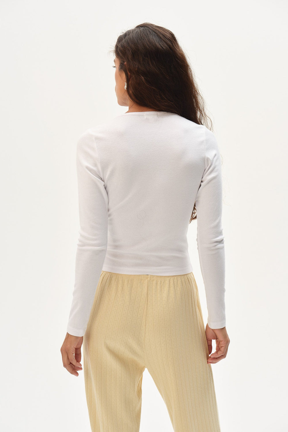 DONNI The Baby Rib Criss Cross Long Sleeve - Powder