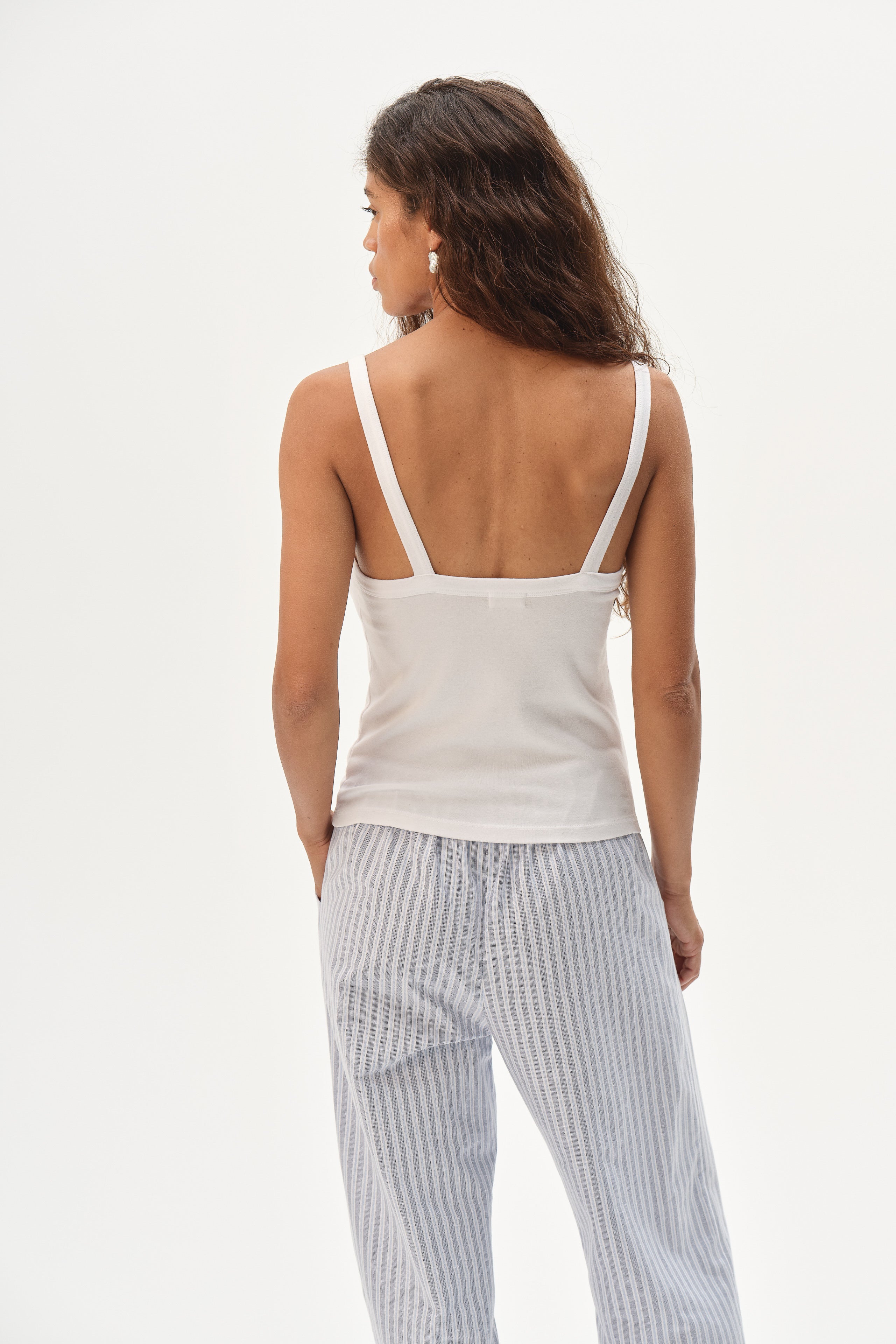 DONNI The Baby Rib Square Neck Tank - Powder
