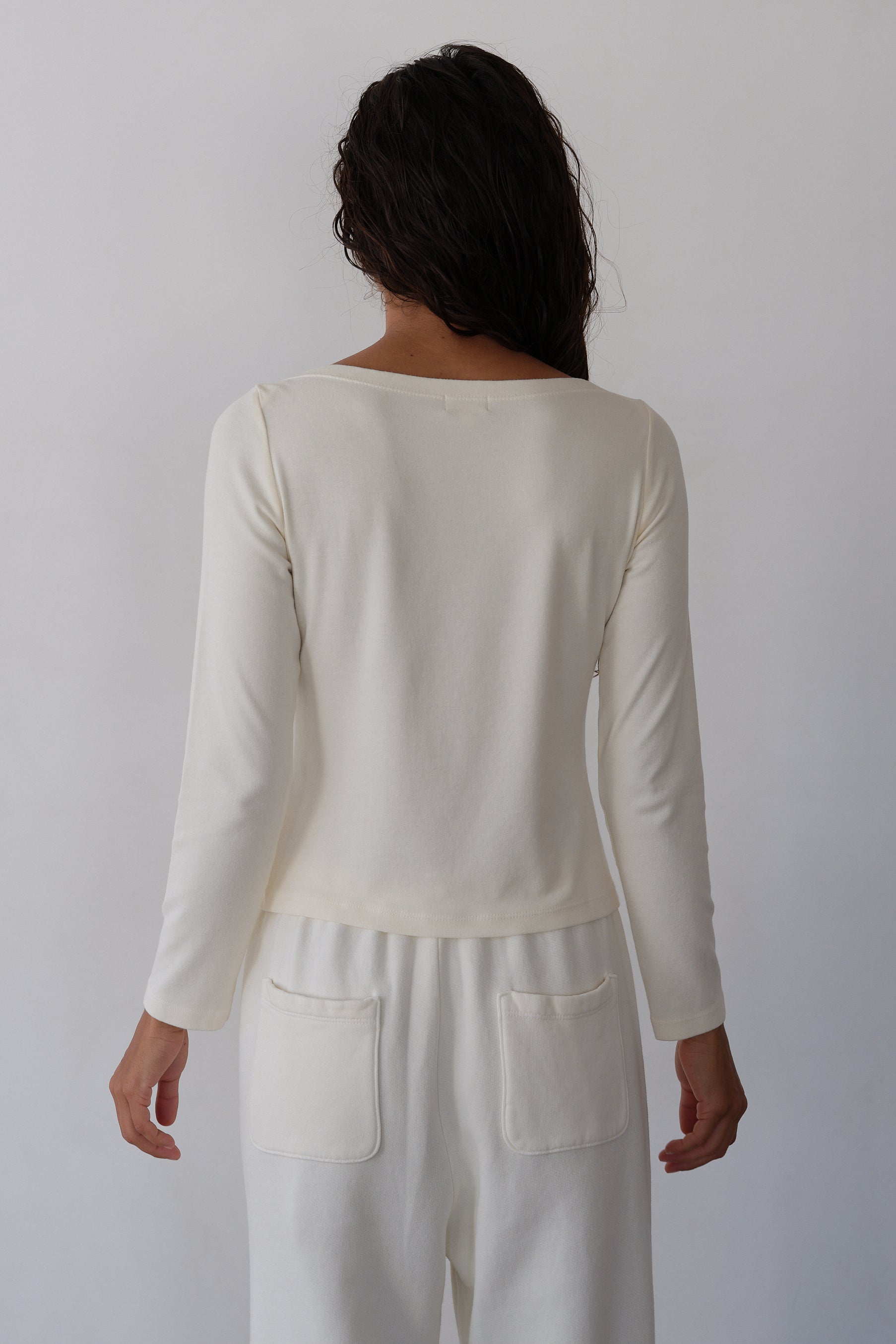 DONNI The Baby Rib Envelope Top - Creme