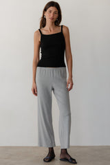 DONNI Heather Grey Baby Rib Scallop Pant - Heather-Grey