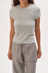 DONNI The Baby Rib Baby Tee - Heather Grey
