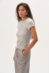 DONNI The Baby Rib Baby Tee - Heather Grey