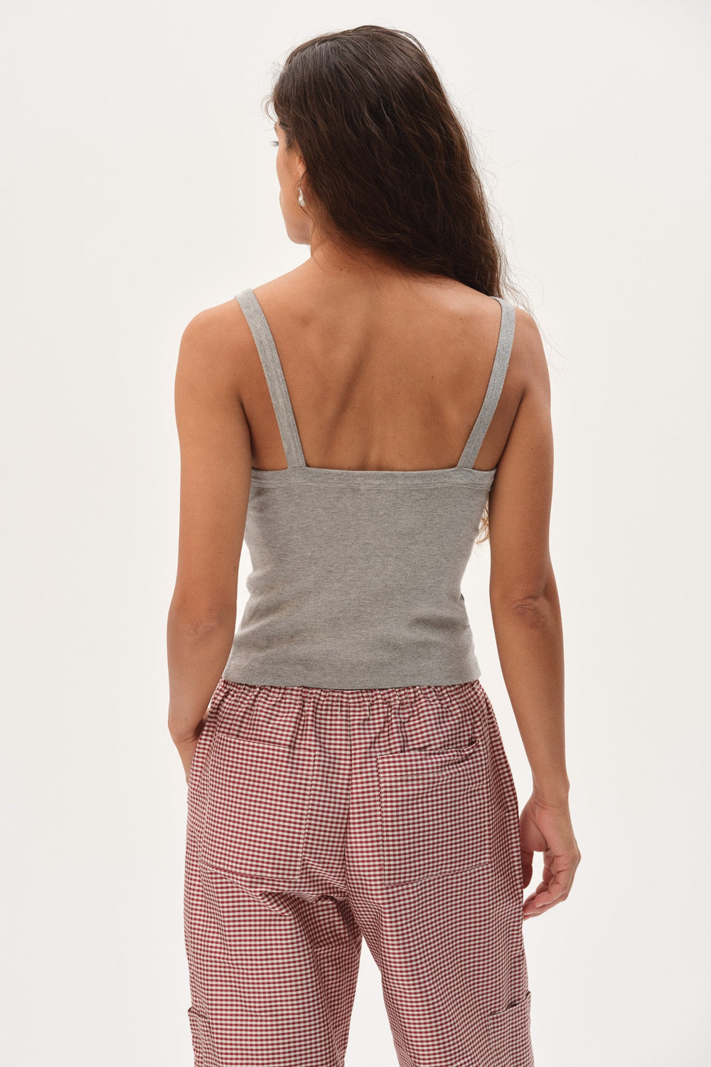 DONNI The Baby Rib Square Neck Tank - Heather Grey