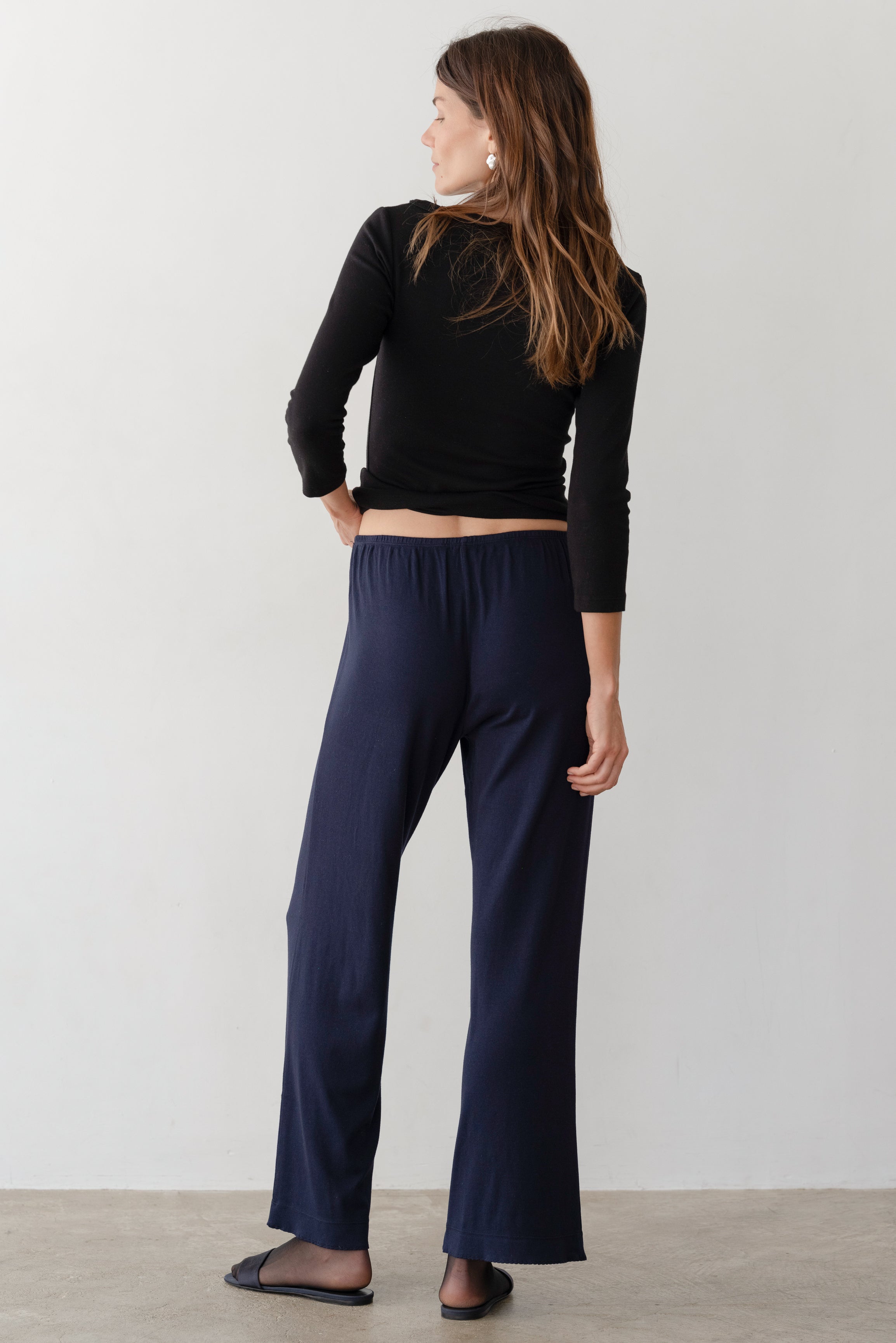 DONNI The Baby Rib Scallop Pant - Navy