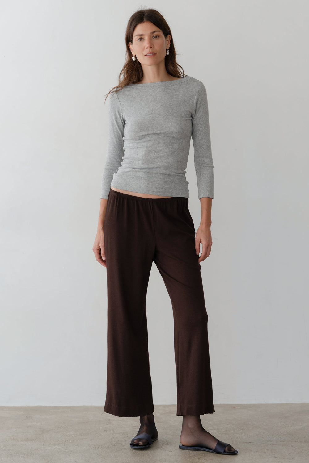 DONNI The Baby Rib Scallop Pant - Espresso