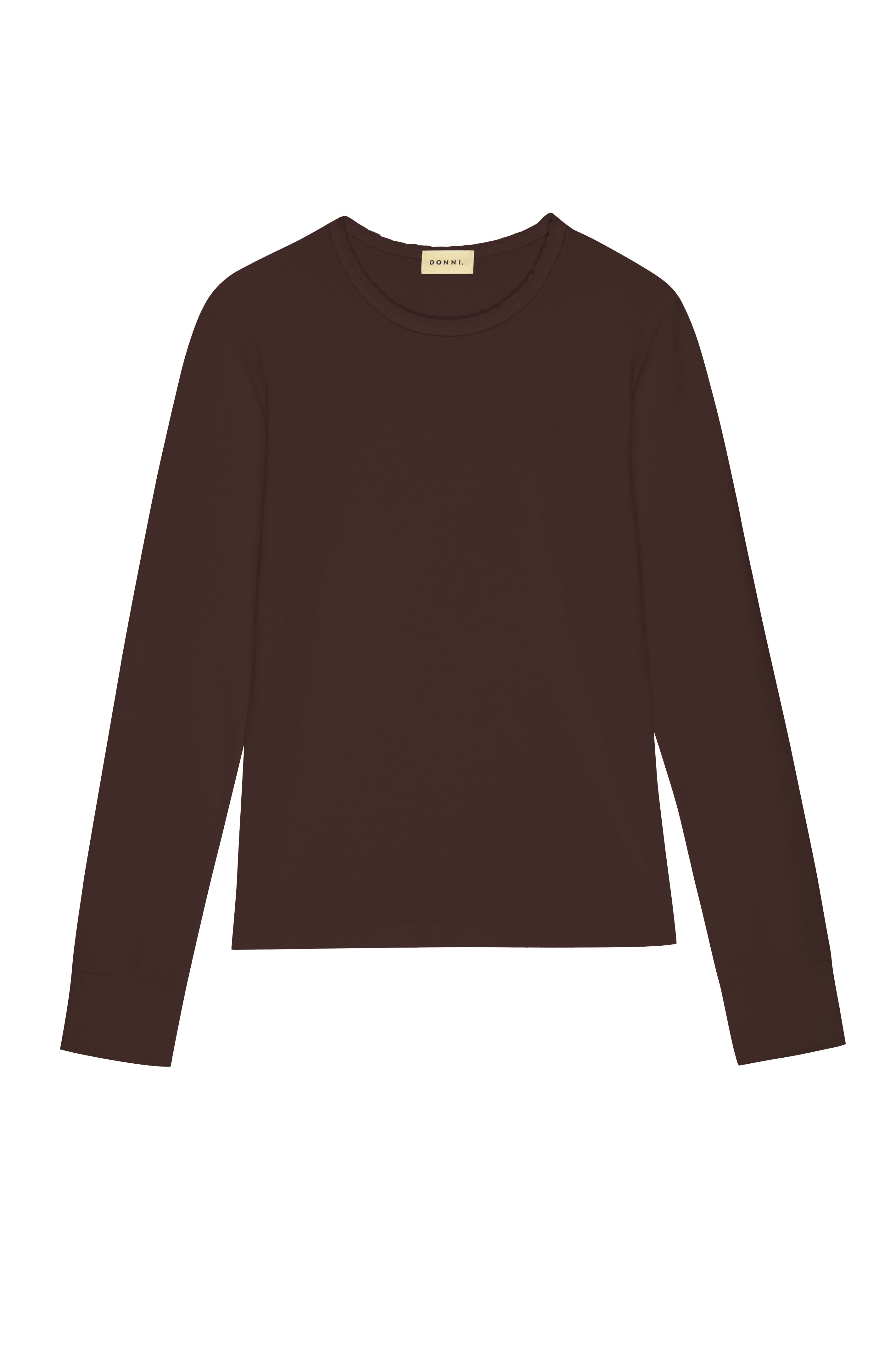 DONNI The Baby Rib Scallop Long Sleeve - Espresso
