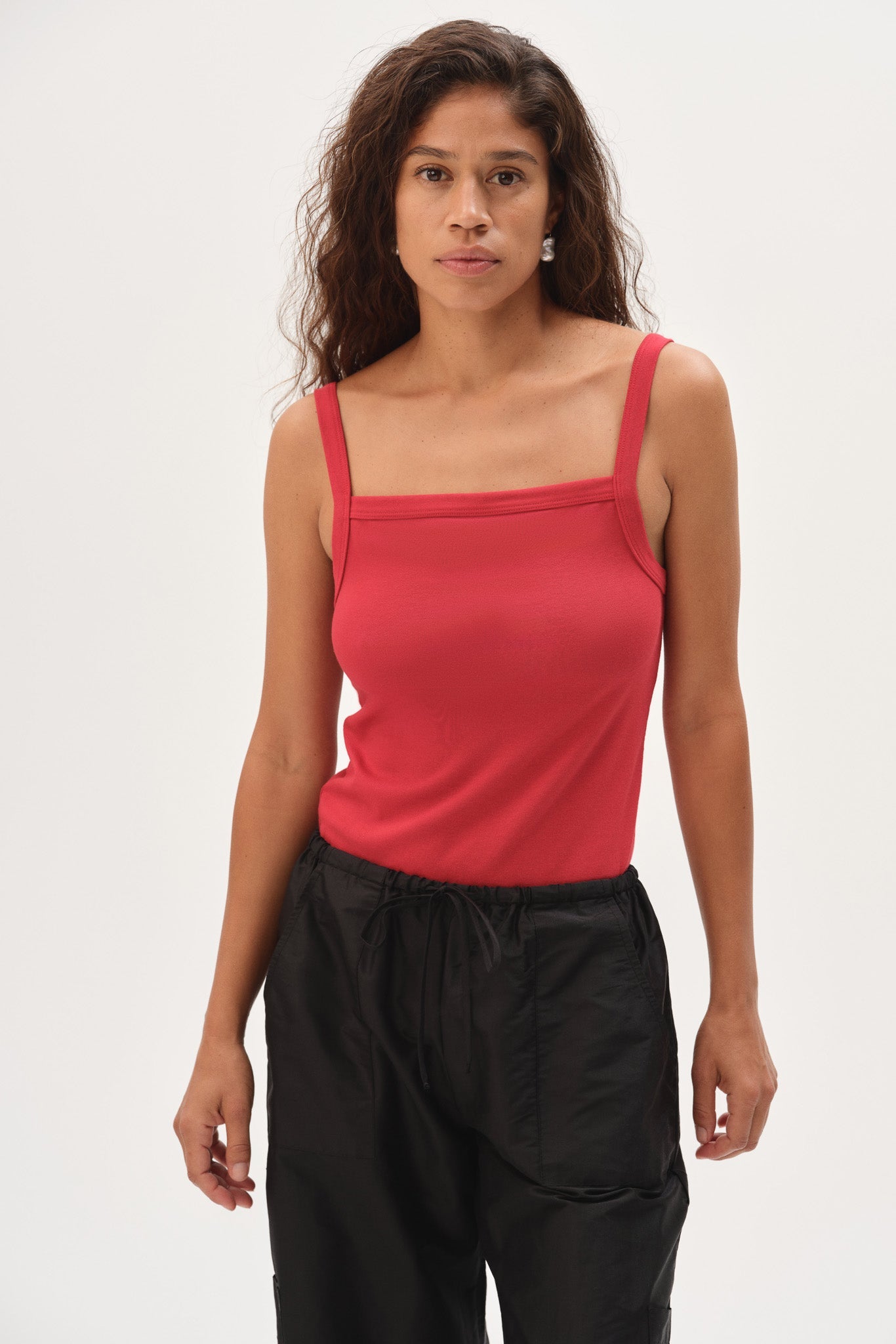DONNI The Baby Rib Square Neck Tank - Bell Pepper