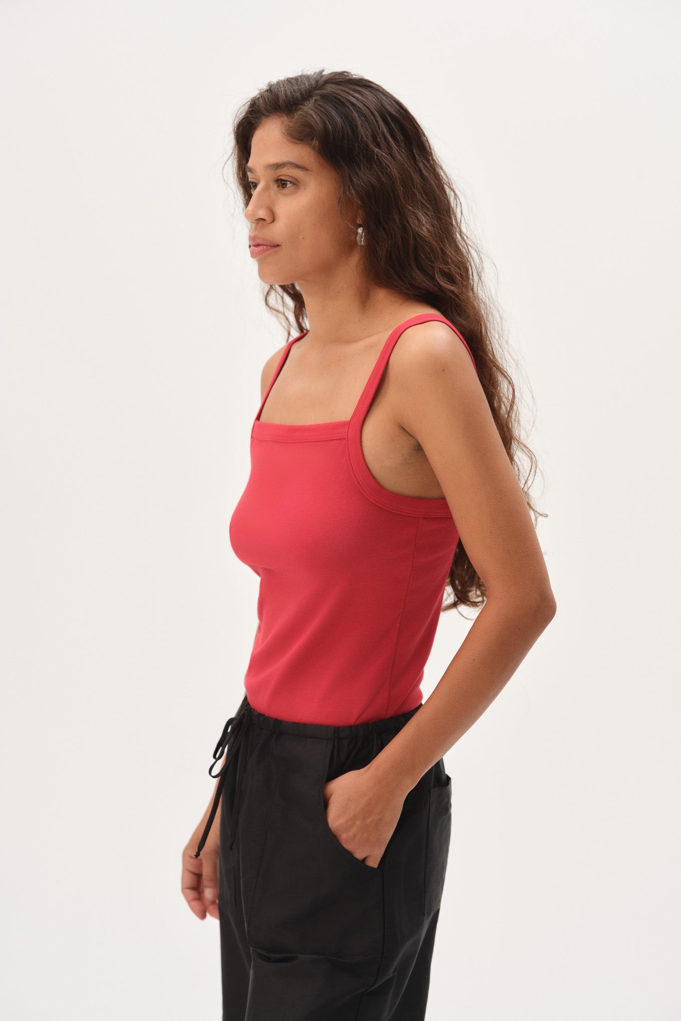 DONNI The Baby Rib Square Neck Tank - Bell Pepper