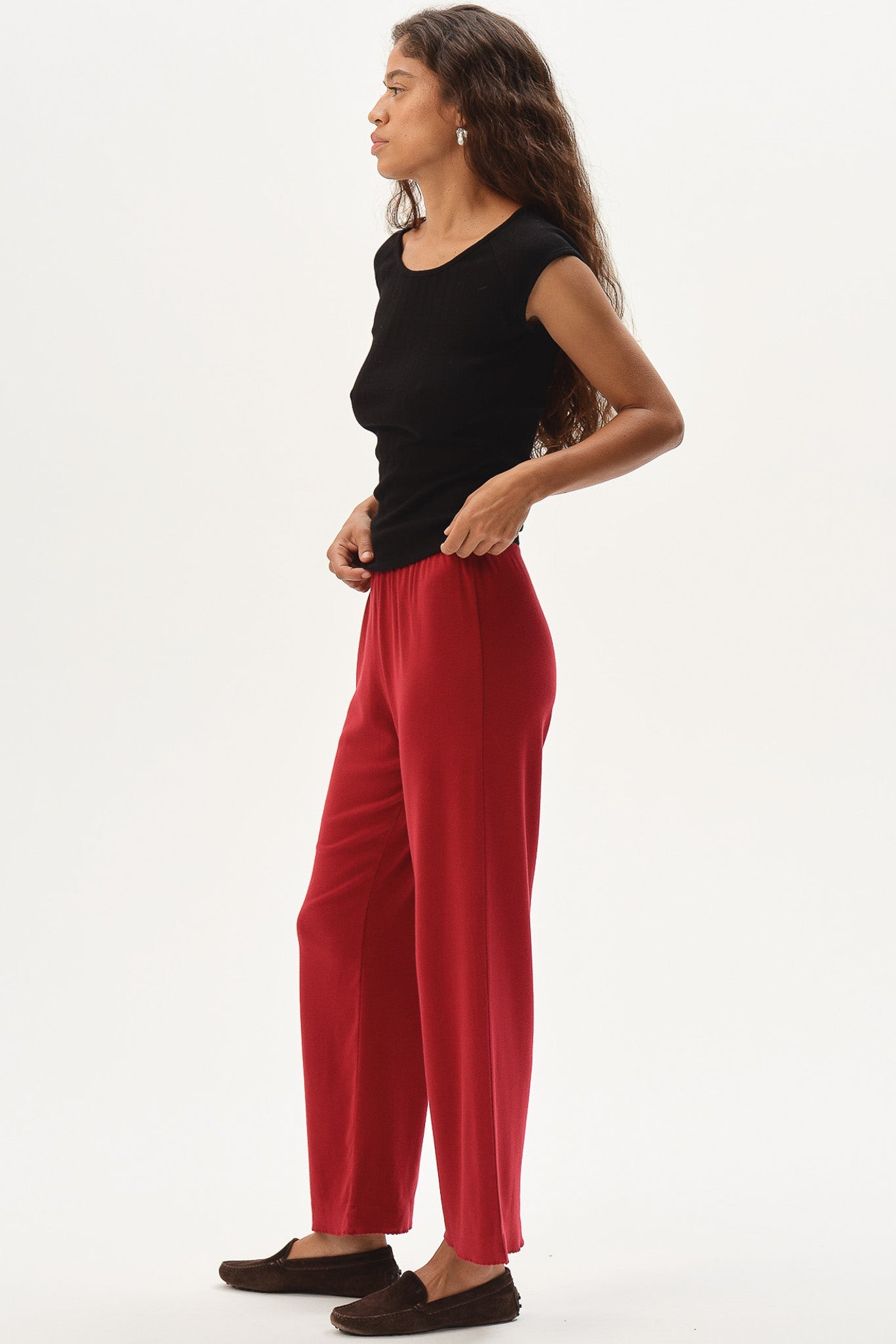 DONNI The Baby Rib Scallop Pant - Bell-Pepper