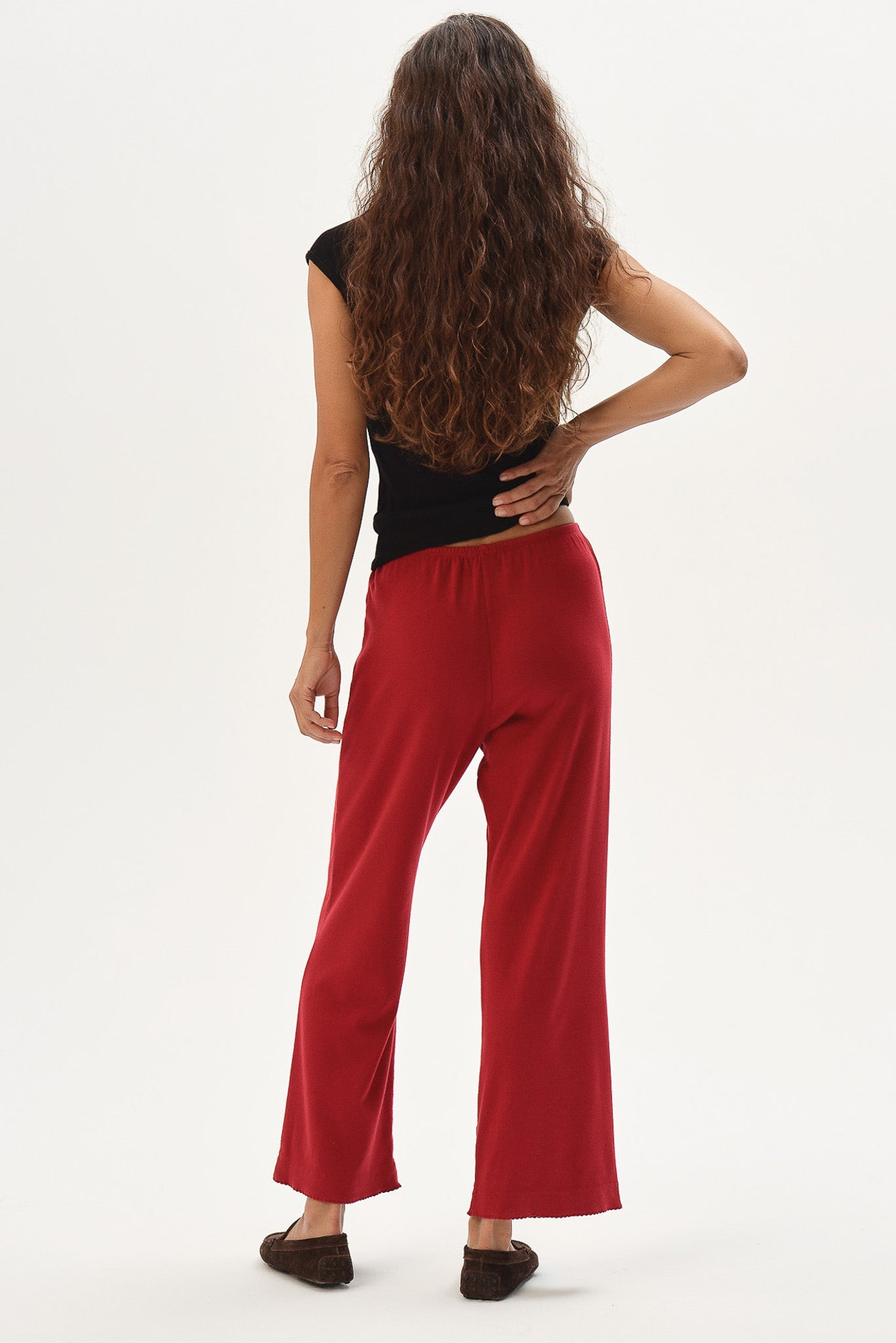 DONNI The Baby Rib Scallop Pant - Bell-Pepper