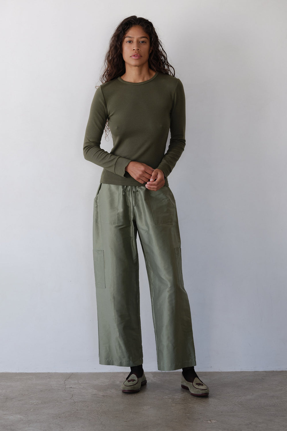 DONNI The Baby Rib Scallop Long Sleeve - Oregano