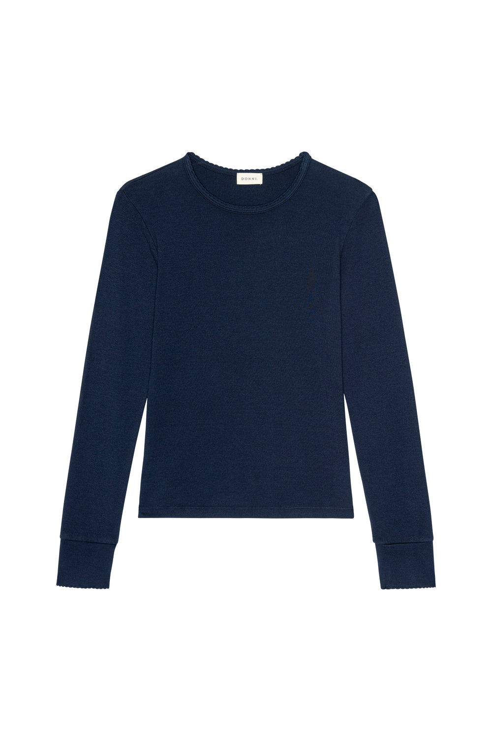 DONNI The Baby Rib Scallop Long Sleeve - Navy