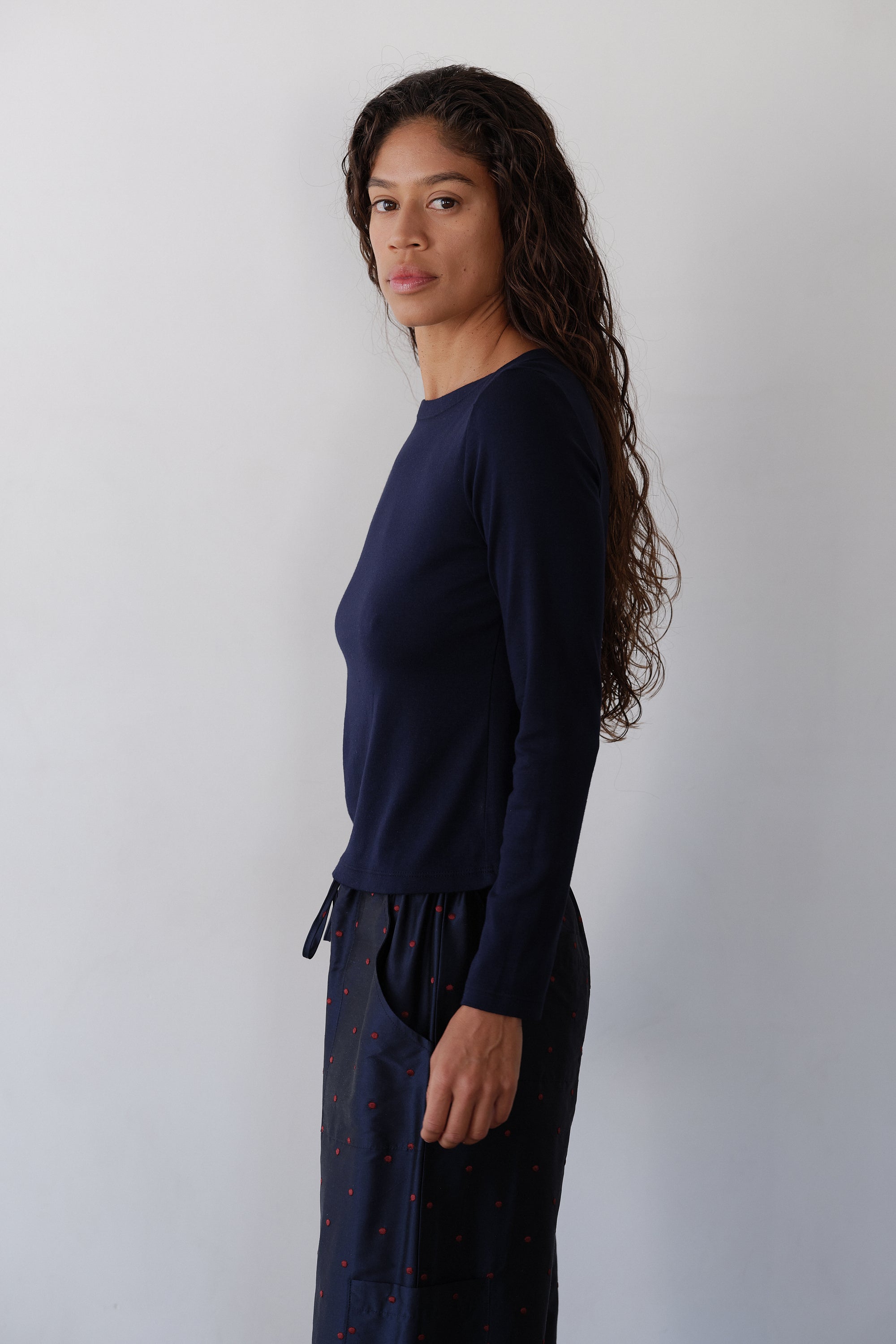 DONNI The Baby Rib Envelope Top - Navy