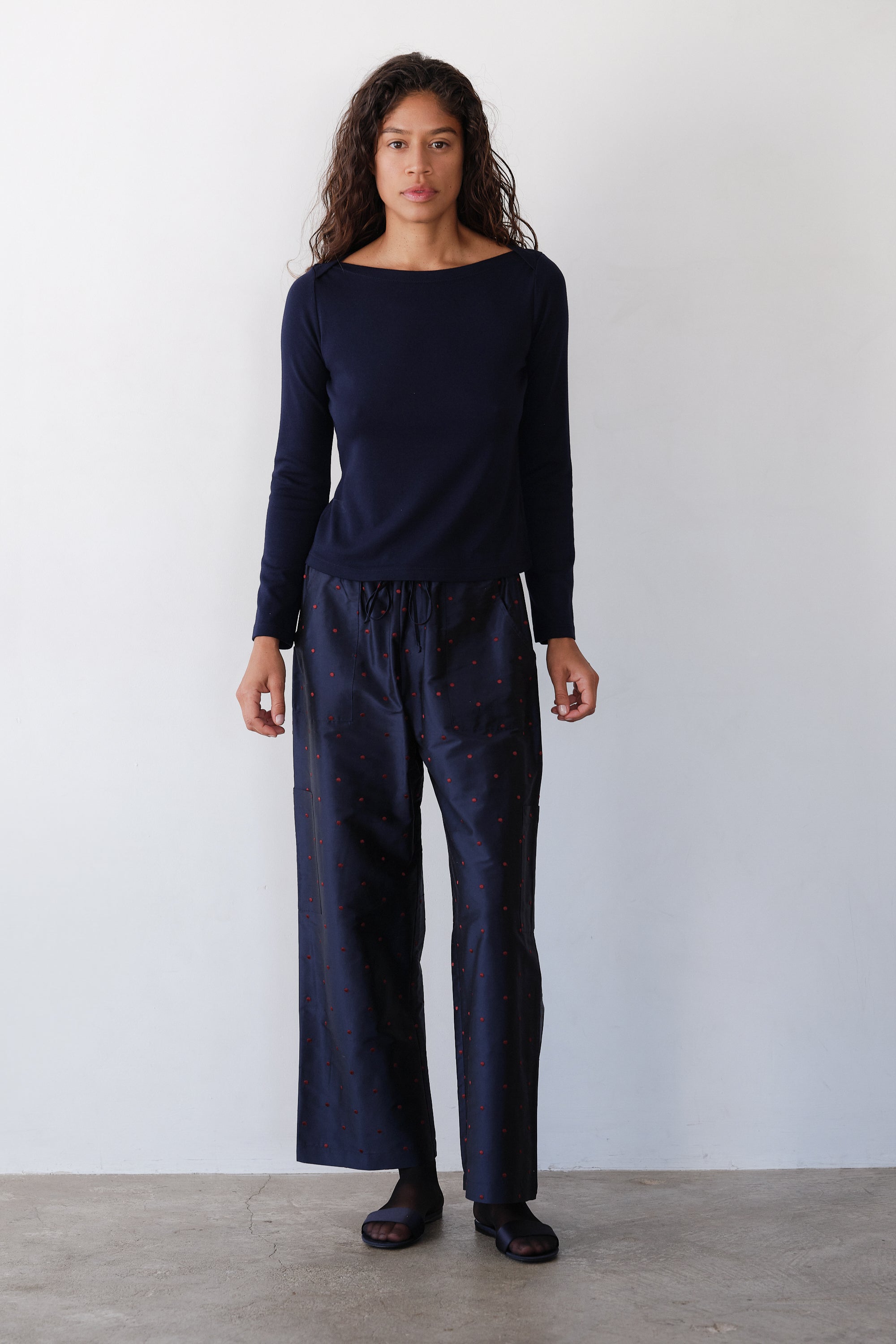 DONNI The Baby Rib Envelope Top - Navy