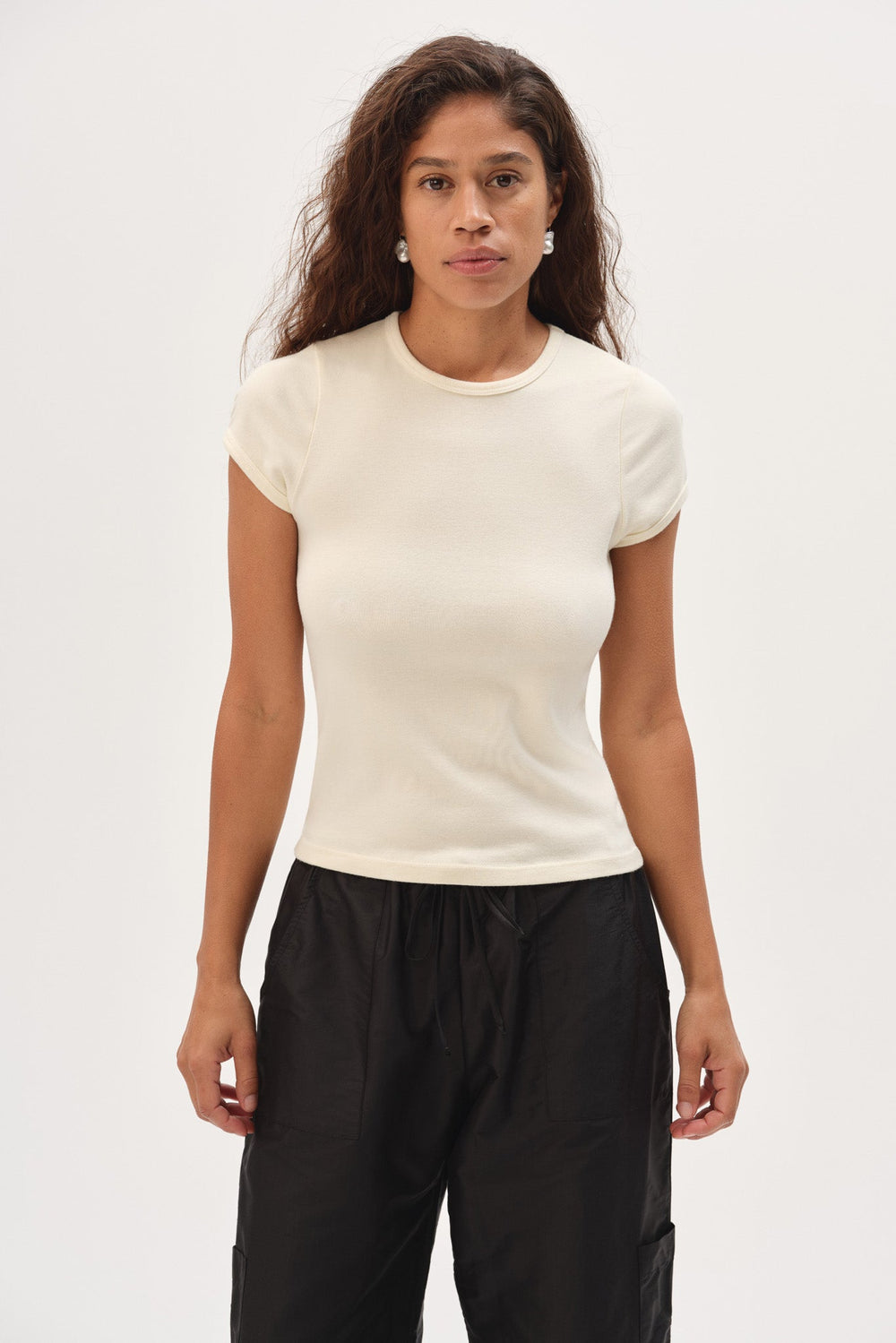 DONNI The Baby Rib Baby Tee - Creme