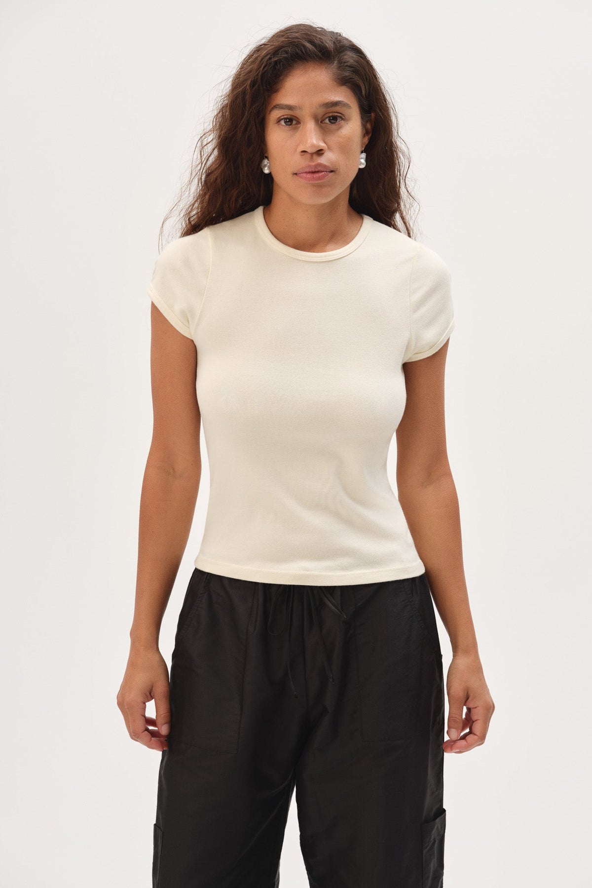 DONNI The Baby Rib Baby Tee - Creme