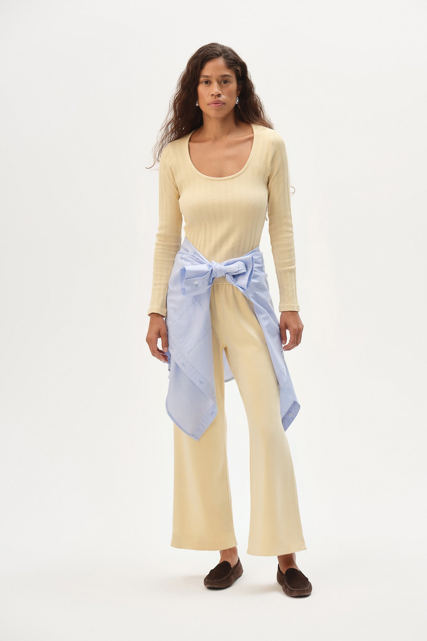 DONNI The Baby Rib Scallop Pant - Butter