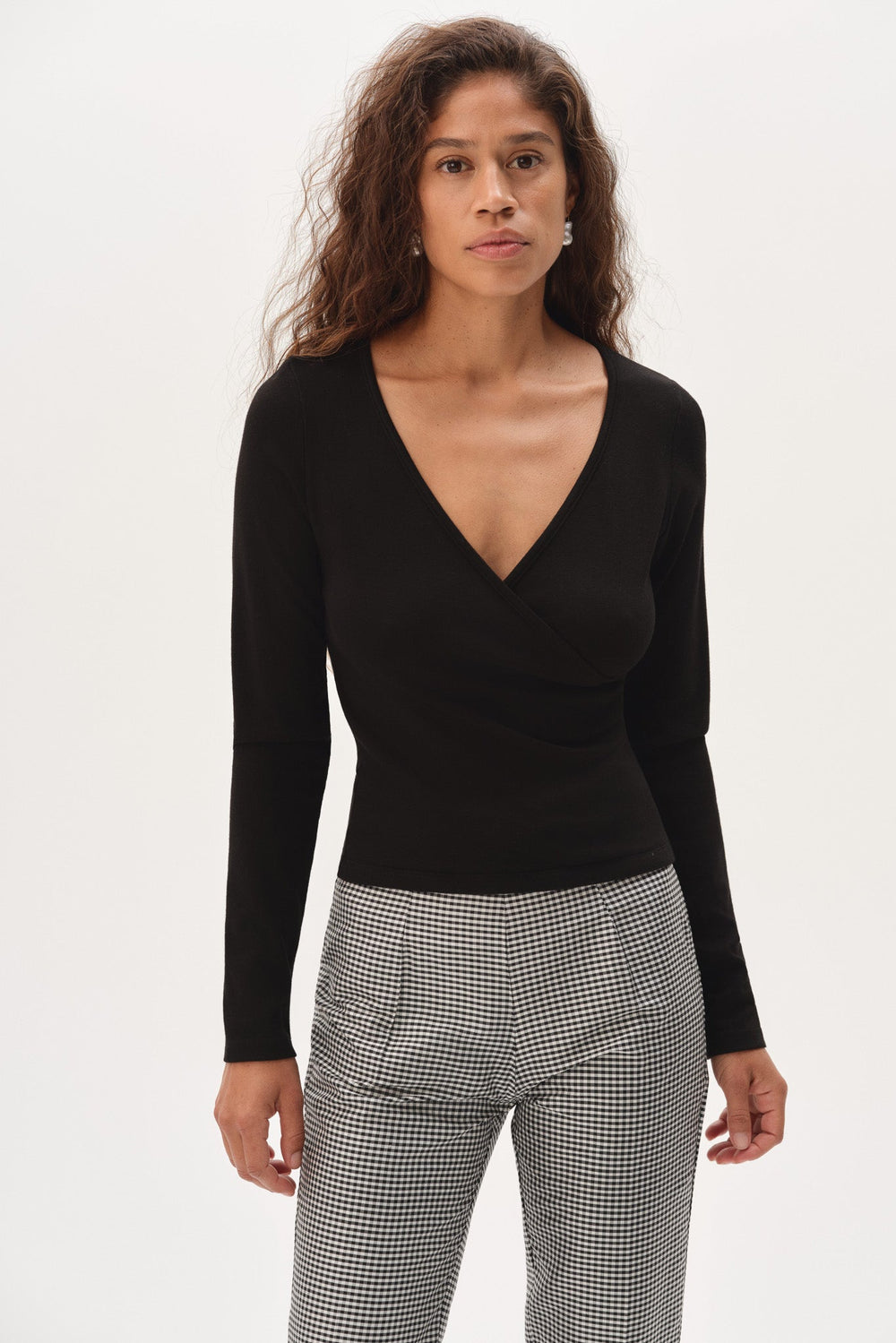 DONNI The Baby Rib Criss Cross Long Sleeve - Jet
