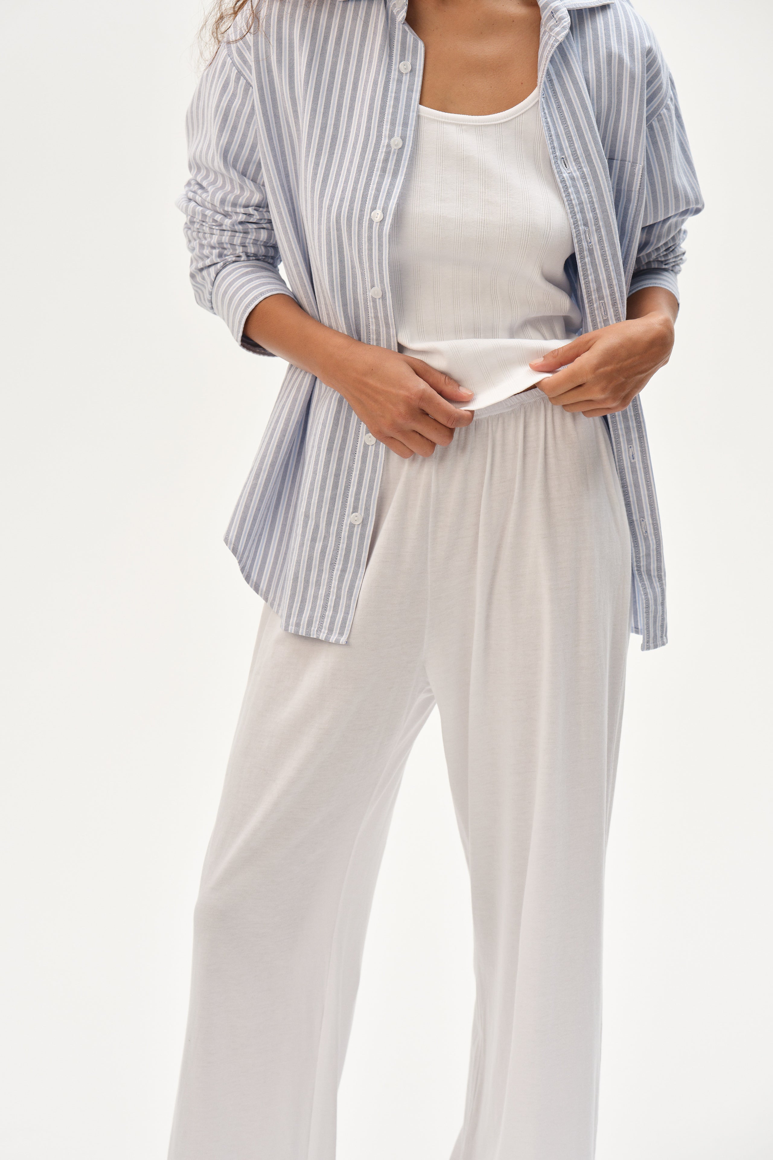 DONNI The Jersey Simple Crop Pant - Powder