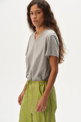 DONNI The Jersey V-Neck Tee - Heather Grey