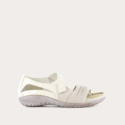 Beige Nubuck/Ivory Crinkle Patent Leather,35